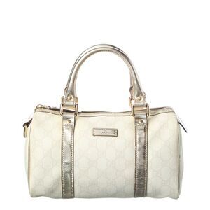 Gucci Silver And White Monogram Canvas Gg Tote (Authentic Pre-Loved)